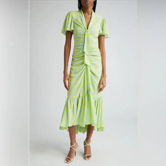 NWT cinq a' sept Floral Ruched High-Low Midi Dress Size 6 - Picture 3 of 9